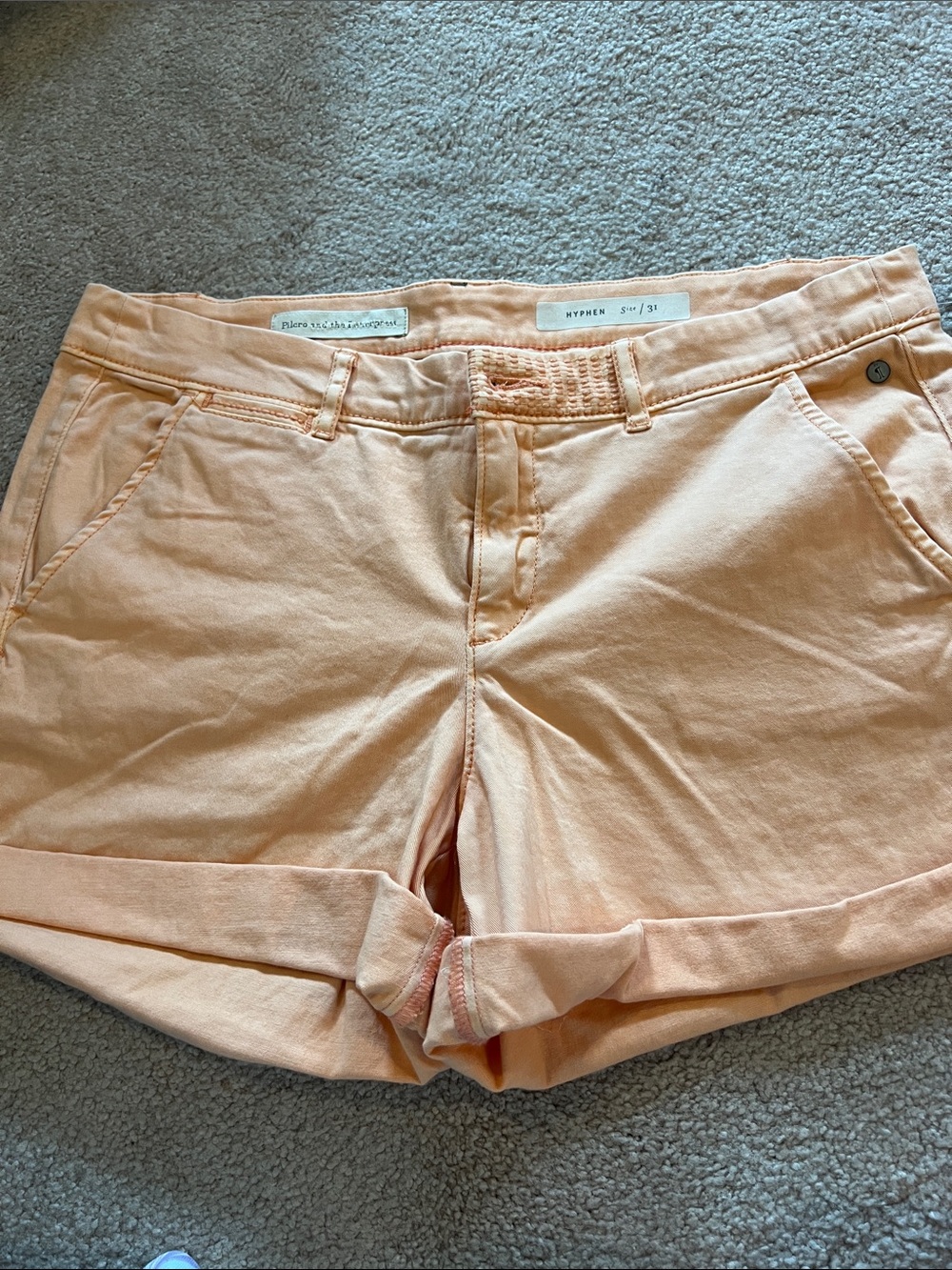 Anthropologie Pilcro Hyphen Peach Roll Cuff Cotton Shorts